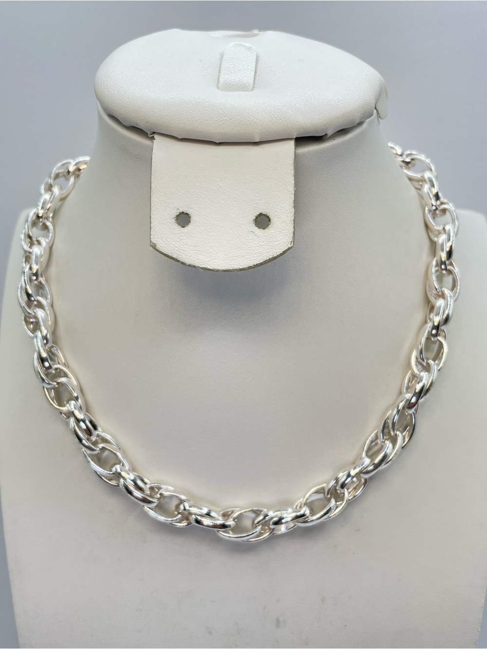 Vintage Silver Tone Chunky Chain Link Choker Necklace Minimalist Y2K
